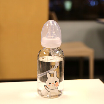 韩版可爱迷你奶嘴刻度个性奶瓶便携成人孕妇学生随手小巧水杯 5c4白色