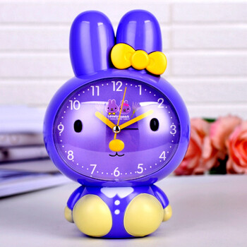 儿童闹钟卡通会说话叫懒虫起床音乐创意学生用床头静音多功能可爱 紫