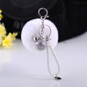 扣可爱创意铃铛钥匙挂件情侣包包挂饰毛小礼物 白色 银色宫铃 白绳