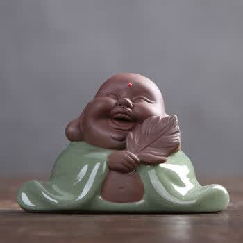 精品佛像小和尚沙弥琴棋书画手工茶宠工艺装饰品 逍遥自在