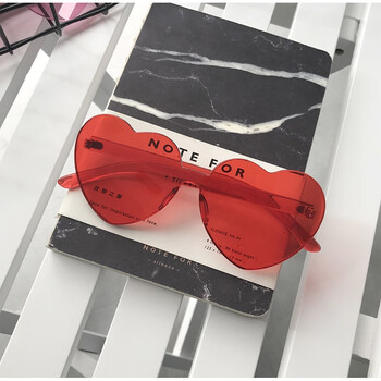 ty2018无边框爱心连体墨镜ins网红透明果冻色心形太阳眼镜nlx 红色