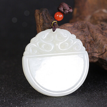 翡舞 新疆和田玉平安无事牌挂件和田玉平安牌吊坠玉牌圆形牌送人自戴