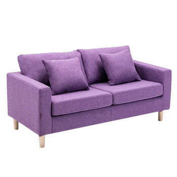 简约日式布艺沙发单二人双人两人小型公寓小户型沙发三人拆洗 浅紫色