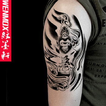 齐天大圣纹身贴防水男斗战胜佛孙悟空花臂男女仿真大图纹身贴纸 善恶