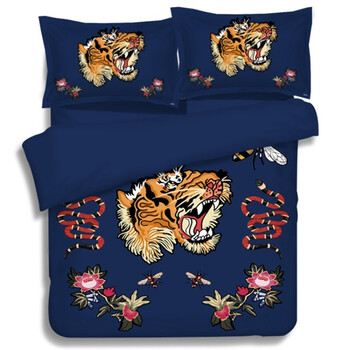 8米床上用品欧美风床单被套单人三件套 黄色 老虎蛇 1.0m(3.3英尺)床