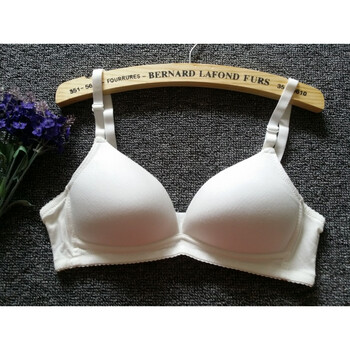 夏天纯棉白色少女文胸发育期无钢圈薄模杯高中大学生内衣胸罩薄款