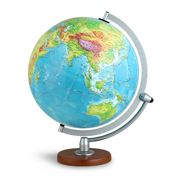 博目地球仪:30cm中文数字地形立体地球仪(led感应灯光型 3003)