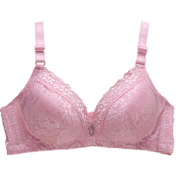大胸显小全罩杯文胸女薄款内衣性感蕾丝拢收副乳大码胸罩 豆沙粉 75b