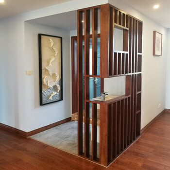 新古典隔断装饰简约实木条客厅木玄关格栅小型户双面落地创意屏风 40*