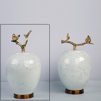 品牌新中式现代风格软装空间设计师创意陶瓷摆件 样板房间售楼处摆设