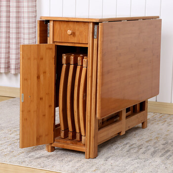 楠竹可折叠餐桌家用小户型简约实木折叠桌餐厅家具 单桌