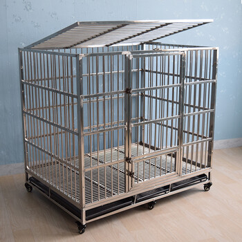 不锈钢狗笼子小中大型犬泰迪德牧金毛萨摩拉布拉多加粗宠物笼 定制