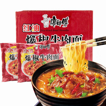 康师傅 红油爆椒104g*24包袋装面方便面 泡面 速食加班夜宵 公司采购