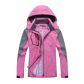 冲锋衣男春秋薄款单层防水透气户外运动登山服装女士西藏外套 粉红色
