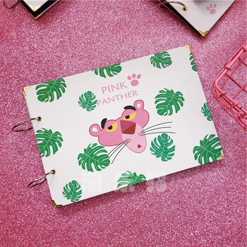 创意少女心卡通diy相册 可爱粉红豹纸质手工粘贴式纪念册 树叶豹子头