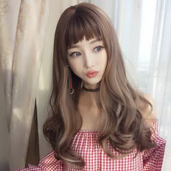 假发女长卷发大波浪狗啃刘海梨花头自然逼真长发蓬松挑染修脸发套