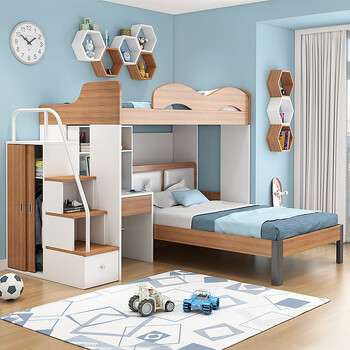 上下床双层床童床 多功能组合床 现代简约上下铺床成人交错式高低床