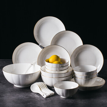 传旗陶瓷餐具套装26头碗碟套装欧式简约南瓜家用创意碗碟盘勺套装