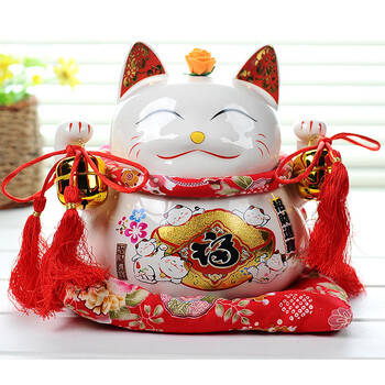 麦泽 陶瓷招财猫摆件 储存罐 招财进宝  长18cm宽17cm高18cm