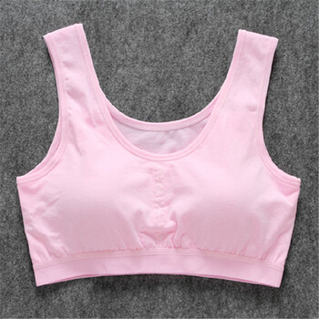 纯棉少女文胸 发育期中学生胸衣小背心式女孩内衣无钢圈夏季薄款 粉色