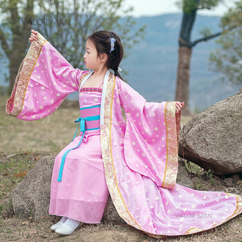 六一女儿童贵妃拖尾古装宝宝幼儿汉服裙仙女古装女童宫廷演出服装