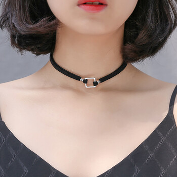 项圈女颈带金属黑色短款颈链细韩国个性锁骨链潮脖子项链饰品 矩形