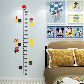 马里奥3d立体亚克力墙贴身高贴宝宝测量身高尺儿童房装饰贴画 全红色