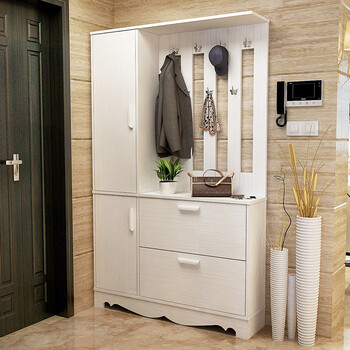玄关柜门厅多功能进门鞋柜挂衣架客厅储物柜现代简约挂衣柜穿衣镜 1米
