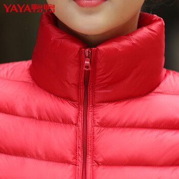 鸭鸭(YAYA) 2015冬季秋冬羽绒服女 轻薄短款秋冬马甲女 修身女马甲背心 黑色 170