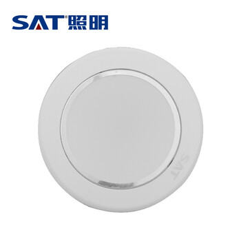 SAT照明活之彩系列一体化压铸LED筒灯过道办公室学校商场基础照明 开孔9cm 6W平面 哑白 3000K暖黄光