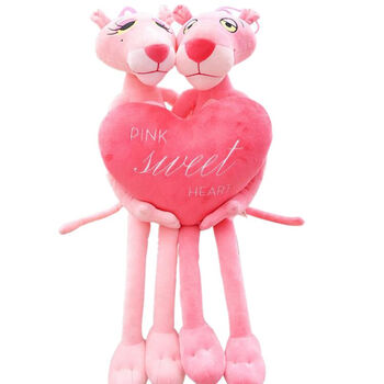 爱贤 达浪粉红豹公仔顽皮豹毛绒玩具大号粉色豹玩偶抱枕 情侣豹 60