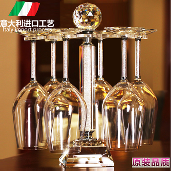 水晶玻璃倒挂杯架旋转酒柜摆件架子 高脚杯 红酒杯家用套装醒酒器 单个白钻水晶杯架