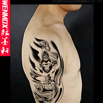 纹墨轩韩版高端忠义猴孙悟空纹身贴半臂花臂防水纹身贴纸猴子贴男女防水仿真逼真刺青遮疤贴纸旅行写真忠义猴纹身贴 图片价格品牌报价 京东