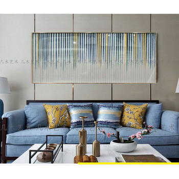 万科样板间客厅沙发背后挂画纯手绘抽象油画现代新古典