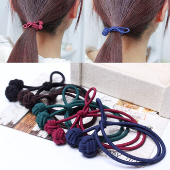 韩国发饰 双线编织打结幸福结发圈 蝴蝶结头绳皮筋 夏季发绳 混色发货