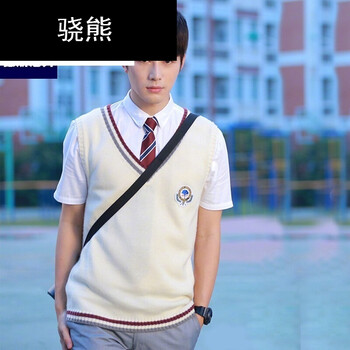 校服英伦班服制服男女高中青春毕业照套装 xm男短袖毛衣套装(含背心)