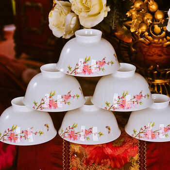 
                                        乐享 56头碗套装景德镇釉中骨瓷餐具套装盘碟礼品 桃花朵朵                
