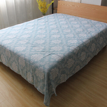 床单夏季加厚床品单件比凉席老粗布吸汗透气软京东好店 蓝绿色欧式花