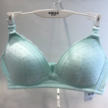 内衣胸罩产后聚拢防下垂怀孕期专用薄款喂奶哺乳文胸 绿色 85c【图片