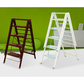 烤漆梯子晾衣架 折叠晒被两用梯 落地多功能家用梯 梯子 五步烤漆粉红