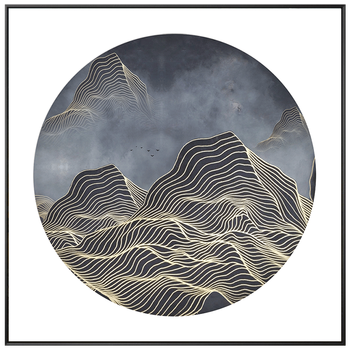 口口口佳装美新中式装饰画金属框抽象山水画客厅沙发背景挂画 抽象