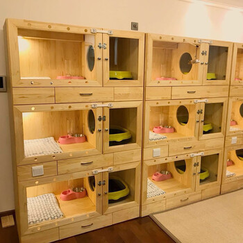 实木猫柜屋猫家具猫别墅猫笼猫家具猫爬架豪华猫窝猫产房繁育笼 三层