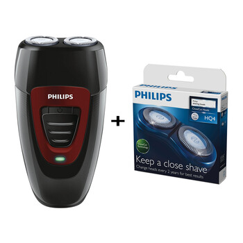 飞利浦（PHILIPS）电动剃须刀 男士刮胡刀 PQ182 红黑+HQ4刀头