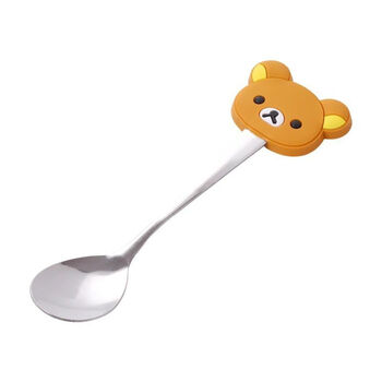 创意卡通软胶手柄不锈钢勺子调羹咖啡搅拌汤勺儿童可爱萌喂食餐具