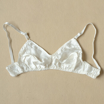 纯色双面真丝文胸薄款无钢圈无海绵舒适无痕胸罩大码内衣胖mm女 白色