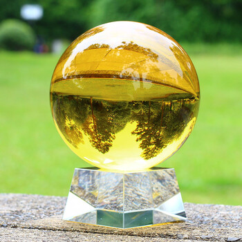 格美高(ge mei gao)透明人造水晶玻璃黄色水晶球风水球玄关客厅家居