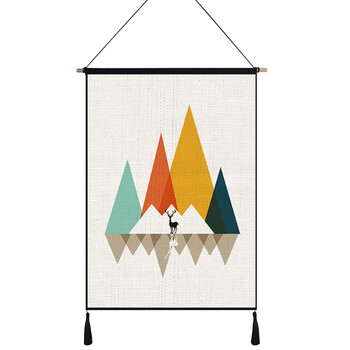 北欧风几何图形挂毯画客厅书房装饰挂布床头电表箱遮挡壁挂 几何麋鹿4