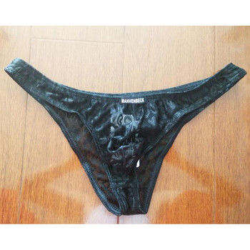 男士性感蕾丝透明三角比基尼柔滑网纱窄臀内裤青年紧身夏季 黑色 m/2.