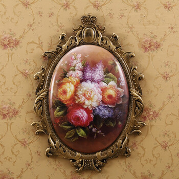 欧式壁挂壁饰美式乡村墙饰挂件树脂挂牌彩绘田园墙壁墙上装饰油画