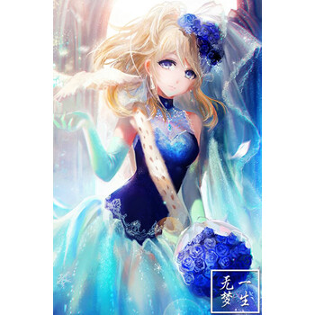 千秋颂3d钻石画动漫蓝玫瑰少女蓝色妖姬贴钻画方钻满钻圆钻十字绣钻石